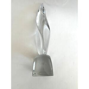 Signed Daum France Crystal Flame Sculpture 16" JL